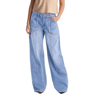 image:imageSidefeel Womens Wide Leg Jeans High Waisted Stretchy Baggy Boyfriend Denim PantsLight Blue