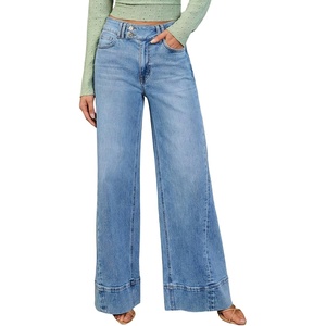 image:imageSidefeel Womens Wide Leg Jeans High Waisted Stretchy Baggy Denim PantsLight Blue