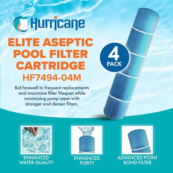 Hurricane Filter Cartridge for Unicel C-7487, Pleatco PA100N, Filbur FC-1270, Hayward Super-Star-Clear C4000, &amp; C4000S, SwimClear C4020 