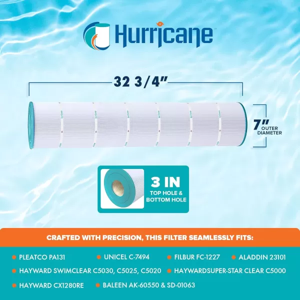 Hurricane Filter Cartridge for Unicel C-7487, Pleatco PA100N, Filbur FC-1270, Hayward Super-Star-Clear C4000, &amp; C4000S, SwimClear C4020 