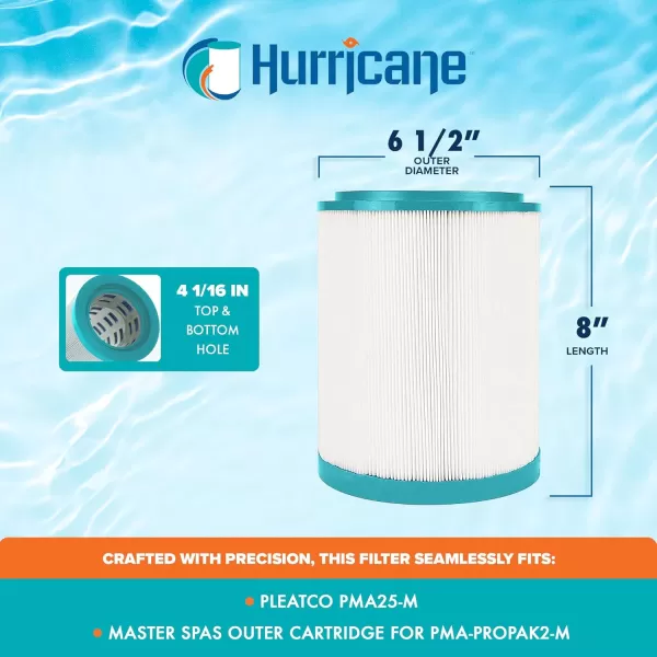 Hurricane Filters HF-MAS08-01M Elite Aseptic Spa Filter Cartridge - Replacement for Pleatco PMA25-M, Filbur FC-1008