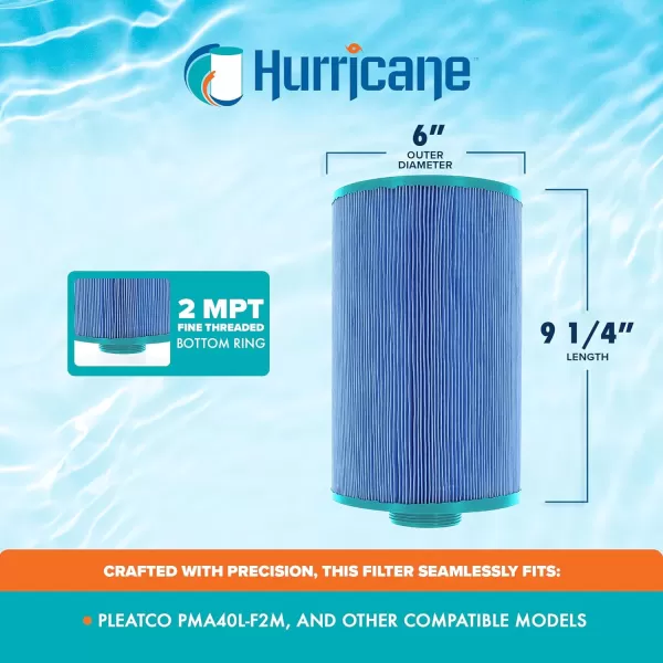 Hurricane Filters HF-MAS09-01M Elite Aseptic Spa Filter Cartridge - Replacement for Pleatco PMA40L-F2M