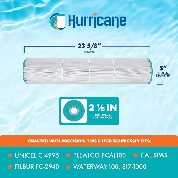 Hurricane Filters HF4995-01 Advanced Spa Filter Cartridge - Replacement for Pleatco PCAL100, Unicel C-4995, Filbur FC-2940, Waterway 100, Cal Spas