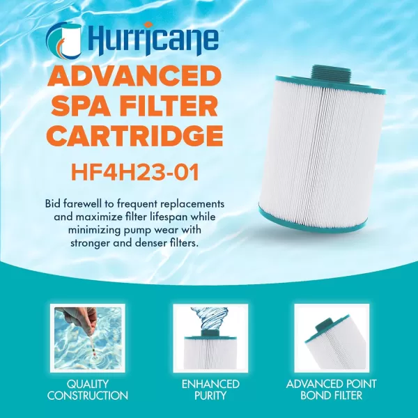 Hurricane Filters HF4H23-01 Advanced Spa Filter Cartridge - Replacement for PFF25TC-P4, Unicel 4CH-23, Filbur FC-2400