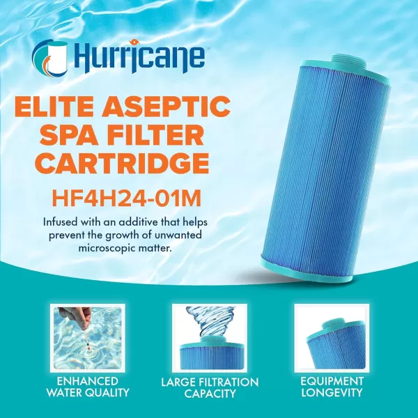 Hurricane Filters HF4H24-01M - Elite Aseptic Spa Filter Cartridge - Replacement for Pleatco PGS25P4, Unicel 4CH-24, Filbur FC-0131 After Hours Spas, Meco Spas, Threaded 25, Top Load