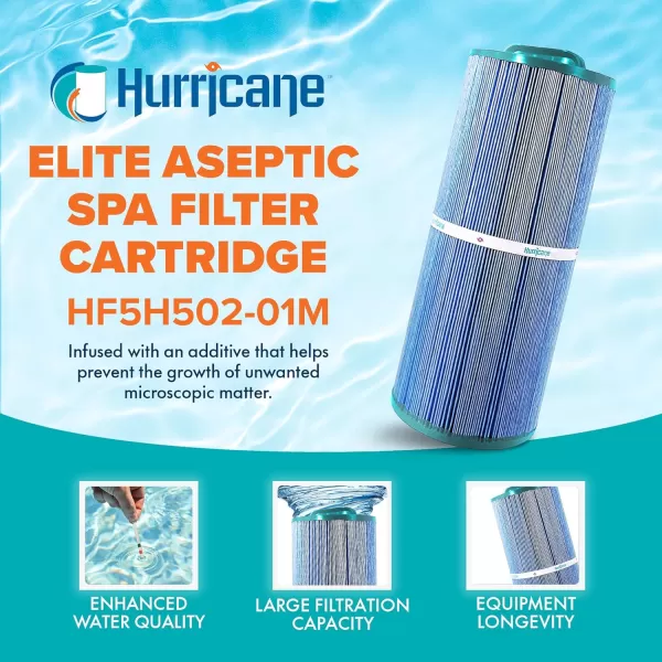 Hurricane Filters HF5H502-01M Elite Aseptic Spa Filter Cartridge - Replacement for Pleatco PPM50SC-F2M, Unicel 5CH-502, Filbur FC-0195, Pacific Marquis Spas, Cal Spas, Low Flow Recirc 48SF