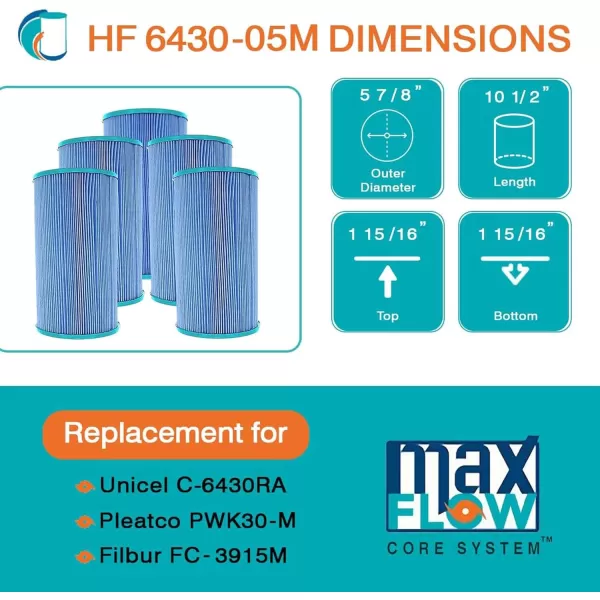 Hurricane Filters HF6430-01 Advanced Spa Filter Cartridge - Replacement for Pleatco PWK30, Unicel C-6430, Filbur FC-3915, Watkins Hot Spring Spas
