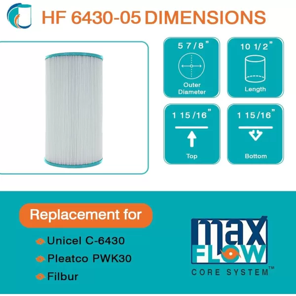 Hurricane Filters HF6430-01 Advanced Spa Filter Cartridge - Replacement for Pleatco PWK30, Unicel C-6430, Filbur FC-3915, Watkins Hot Spring Spas