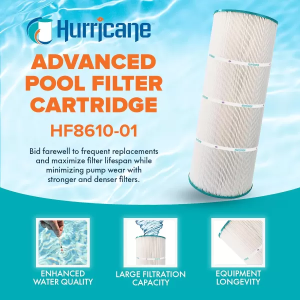 Hurricane Filters HF8610-01 Advanced Pool Filter Cartridge - Replacement for Pleatco PA100, Unicel C-8610, Filbur FC-1290, Hayward Star Clear II C1100
