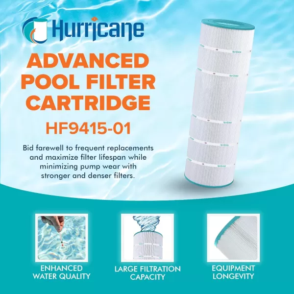 Hurricane Filters HF9415-01 Advanced Pool Filter Cartridge - Replacement for PAP150, Unicel C-9415, Filbur FC-0687, Pentair Clean &amp; Clear 150, Predator 150
