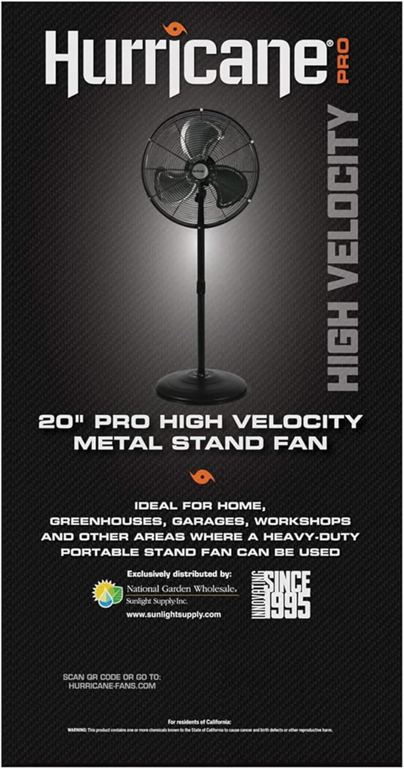 Hurricane 16″ Supreme Oscillating Stand Fan with Remote – 3-Speed ...