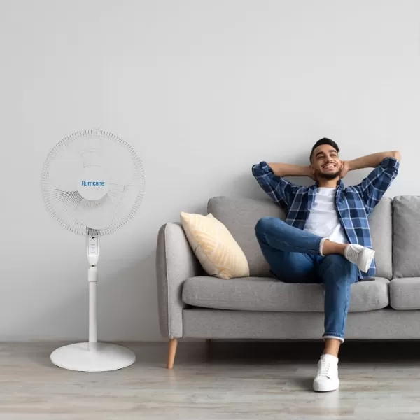 Hurricane 16" Supreme Oscillating Stand Fan with Remote – 3-Speed, Quiet, Powerful, Adjustable Height, Durable Design for Home, Office, and Greenhouse