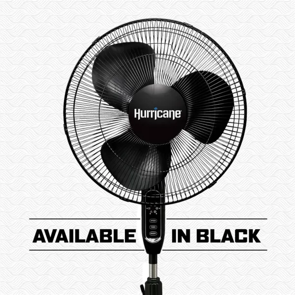Hurricane 16" Supreme Oscillating Stand Fan with Remote – 3-Speed, Quiet, Powerful, Adjustable Height, Durable Design for Home, Office, and Greenhouse