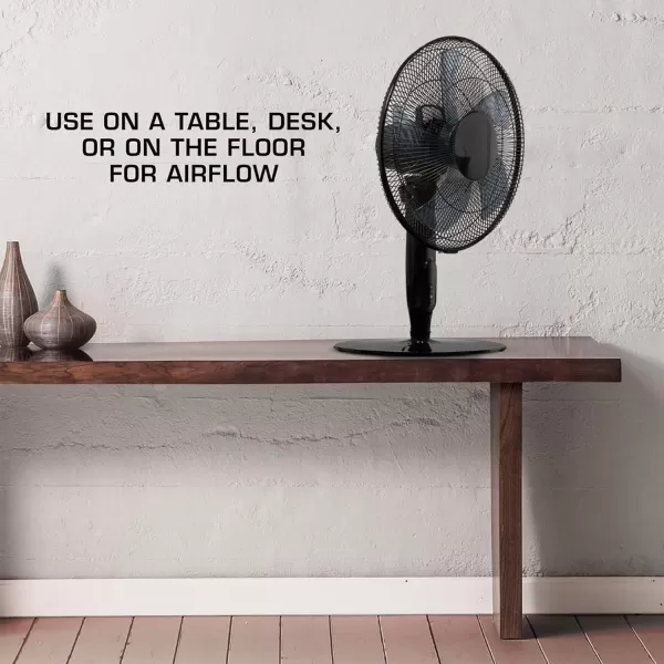 Hurricane 16" Supreme Oscillating Stand Fan with Remote – 3-Speed, Quiet, Powerful, Adjustable Height, Durable Design for Home, Office, and Greenhouse