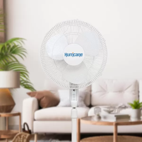 Hurricane 16" Supreme Oscillating Stand Fan with Remote – 3-Speed, Quiet, Powerful, Adjustable Height, Durable Design for Home, Office, and Greenhouse
