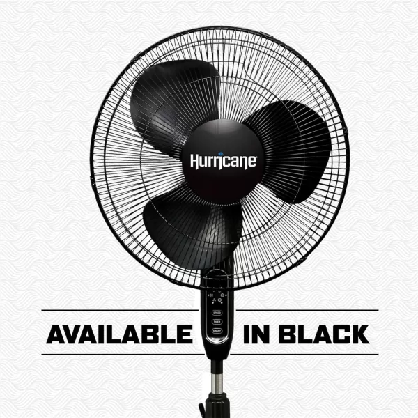 Hurricane 16" Supreme Oscillating Stand Fan with Remote – 3-Speed, Quiet, Powerful, Adjustable Height, Durable Design for Home, Office, and Greenhouse