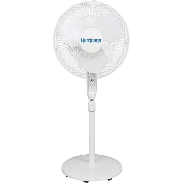 Hurricane 16" Supreme Oscillating Stand Fan with Remote – 3-Speed, Quiet, Powerful, Adjustable Height, Durable Design for Home, Office, and Greenhouse