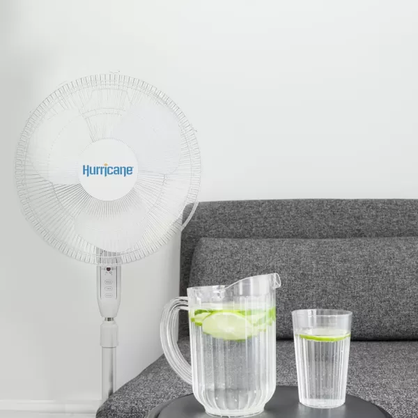 Hurricane 16" Supreme Oscillating Stand Fan with Remote – 3-Speed, Quiet, Powerful, Adjustable Height, Durable Design for Home, Office, and Greenhouse