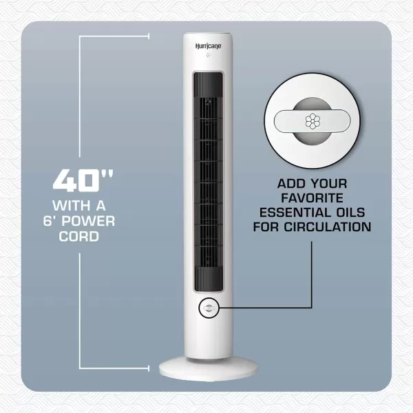Hurricane 40" Triple Action Air Enhancing Indoor Tower Fan, Electric Fan with Aromatherapy Diffuser and Remote Control, White