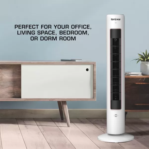 Hurricane 40" Triple Action Air Enhancing Indoor Tower Fan, Electric Fan with Aromatherapy Diffuser and Remote Control, White