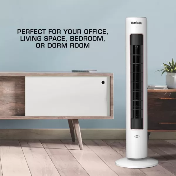Hurricane 40" Triple Action Air Enhancing Indoor Tower Fan, Electric Fan with Aromatherapy Diffuser and Remote Control, White
