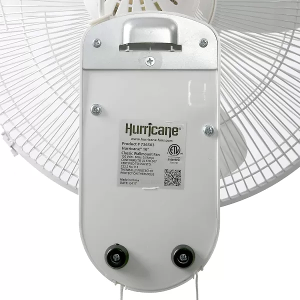 Hurricane Classic 16" Wall Mount Oscillating Fan – Powerful 3-Speed Airflow, Quiet Operation, Adjustable Tilt for Home, Office, and Grow Tents