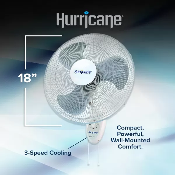 Hurricane Classic 16" Wall Mount Oscillating Fan – Powerful 3-Speed Airflow, Quiet Operation, Adjustable Tilt for Home, Office, and Grow Tents