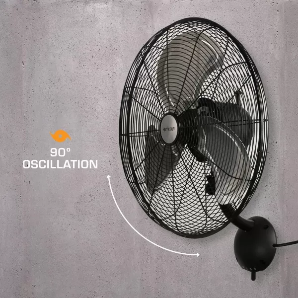 Hurricane Classic 16" Wall Mount Oscillating Fan – Powerful 3-Speed Airflow, Quiet Operation, Adjustable Tilt for Home, Office, and Grow Tents