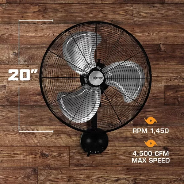 Hurricane Classic 16" Wall Mount Oscillating Fan – Powerful 3-Speed Airflow, Quiet Operation, Adjustable Tilt for Home, Office, and Grow Tents
