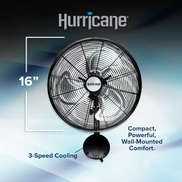 Hurricane Classic 16" Wall Mount Oscillating Fan – Powerful 3-Speed Airflow, Quiet Operation, Adjustable Tilt for Home, Office, and Grow Tents