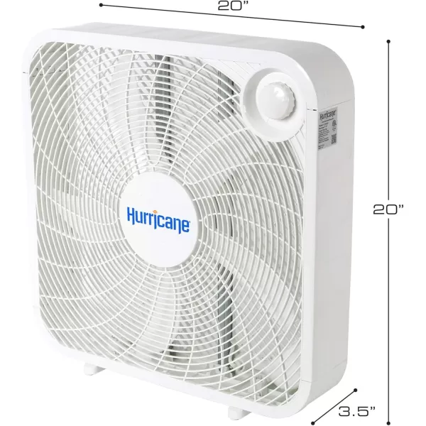 Hurricane Classic 20" Floor Box Fan – Compact and Portable, Powerful and Quiet 3-Speed Cooling for Home, Greenhouse, Office, Gym, Garage, and Workshop