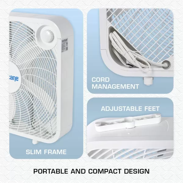 Hurricane Classic 20" Floor Box Fan – Compact and Portable, Powerful and Quiet 3-Speed Cooling for Home, Greenhouse, Office, Gym, Garage, and Workshop