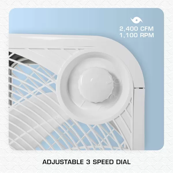 Hurricane Classic 20" Floor Box Fan – Compact and Portable, Powerful and Quiet 3-Speed Cooling for Home, Greenhouse, Office, Gym, Garage, and Workshop