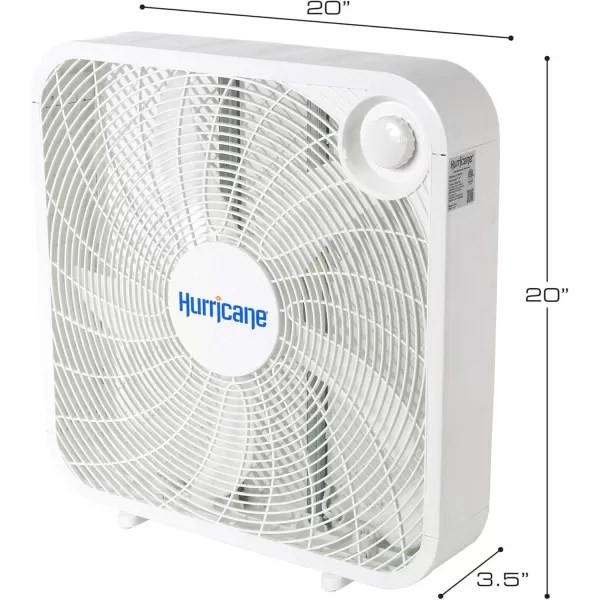 Hurricane Classic 20" Floor Box Fan – Compact and Portable, Powerful and Quiet 3-Speed Cooling for Home, Greenhouse, Office, Gym, Garage, and Workshop