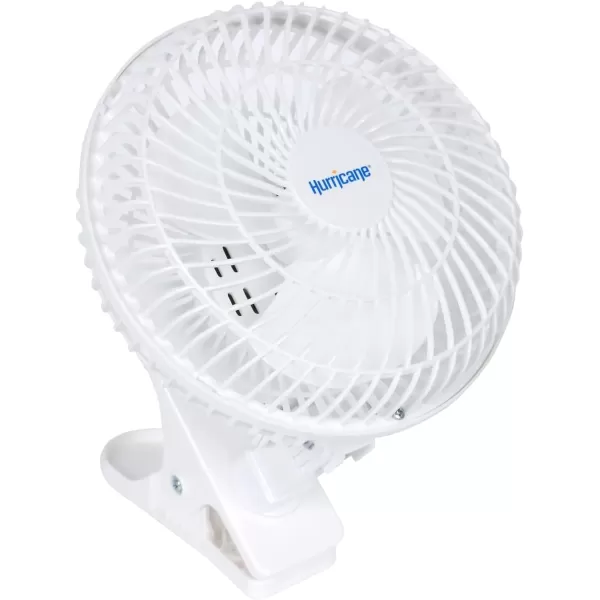 Hurricane Classic 6 Inch Clip Fan, 2 Speed Portable Mini Desk Personal Table Fan with Adjustable Tilt for Home Office, Stroller, and Travel, White
