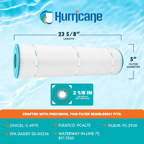 Hurricane Filters HF4970-01 Advanced Spa Filter Cartridge - Replacement for Pleatco PCAL75, Unicel C-4970, Filbur FC-2930