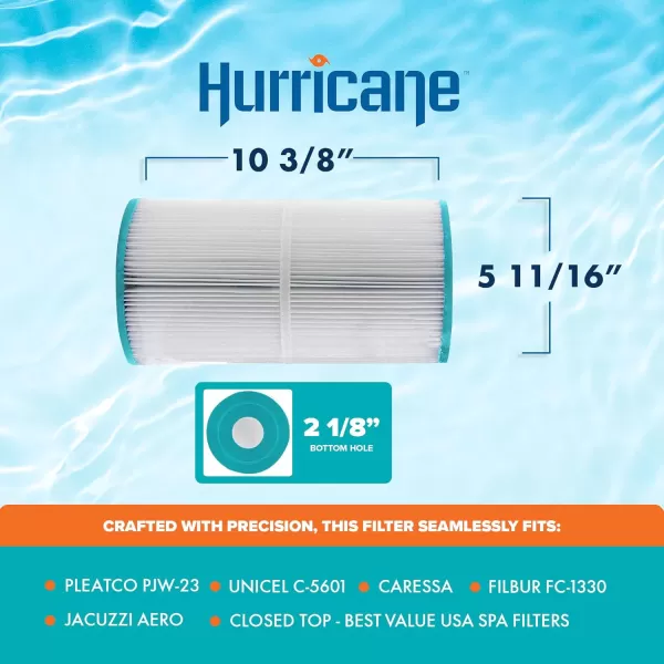 Hurricane Filters HF5300-01 Advanced Spa Filter Cartridge - Replacement for Pleatco PJW-50, Unicel C-5300, Filbur FC-1320, Jacuzzi Front Load, Whirlpool 50