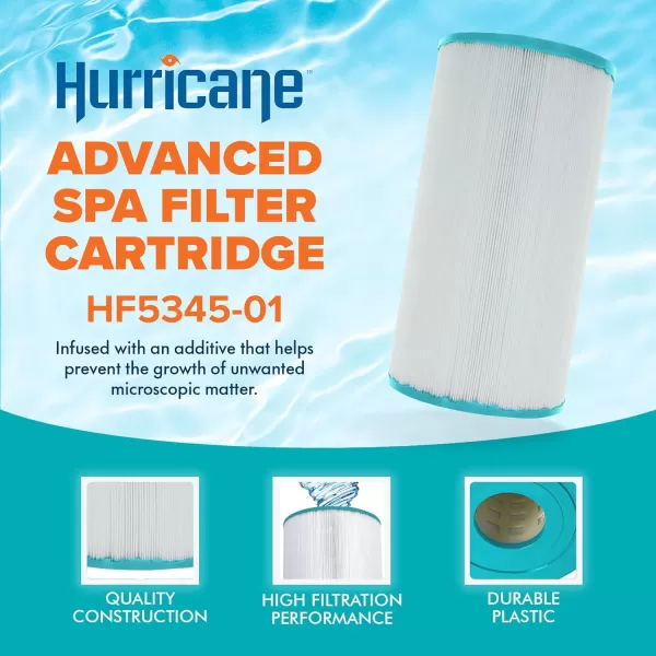 Hurricane Filters HF5345-01 Advanced Spa Filter Cartridge - Replacement for Pleatco PLB-S-50, Unicel C-5345, Filbur FC-2970, Leisure Bay, Dynasty Spas, Waterway, Rainbow