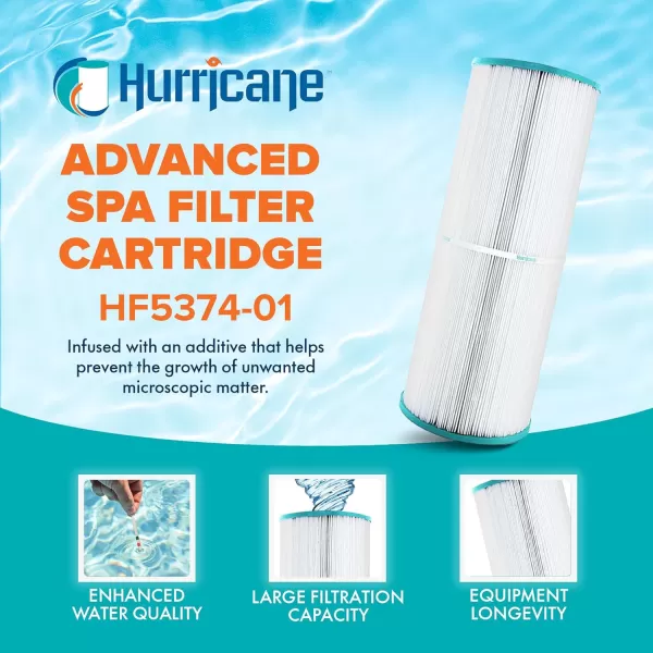 Hurricane Filters HF5374-01 Advanced Spa Filter Cartridge - Replacement for Pleatco PLBS75 Unicel C-5374, Filbur FC-2971, Rainbow, Waterway, Leisure Bay, S2/G2 Spa 75