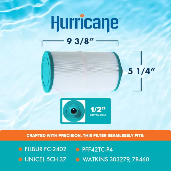 Hurricane Filters HF5H37-01 Advanced Spa Filter Cartridge - Replacement for Pleatco PFF42TC-P4, Unicel 5CH-37, Filbur FC-2402, Watkins 303279, 78460