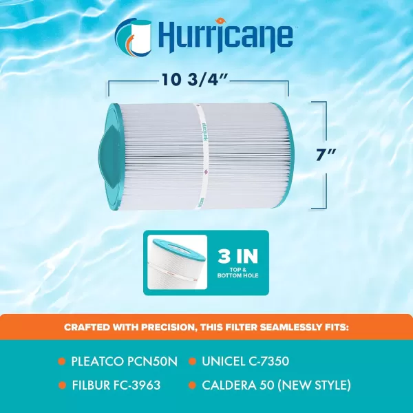 Hurricane Filters HF7350-01 Advanced Spa Filter Cartridge - Replacement for Pleatco PCN50N, Unicel C-7350, Filbur FC-3963, Caldera 50