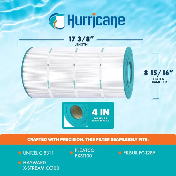 Hurricane Filters HF8311-01 Advanced Poool Filter Cartridge - Replacement for Pleatco PXST100, Unicel C-8311, Filbur FC-1285, Hayward X-Stream CC100