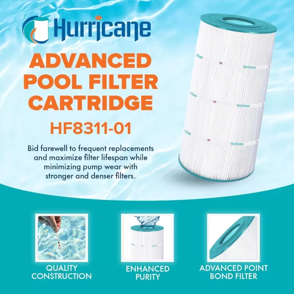 Hurricane Filters HF8311-01 Advanced Poool Filter Cartridge - Replacement for Pleatco PXST100, Unicel C-8311, Filbur FC-1285, Hayward X-Stream CC100