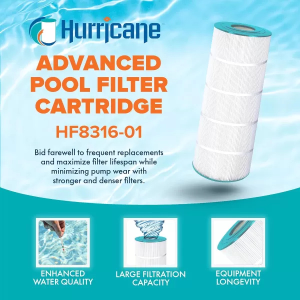 Hurricane Filters HF8316-01 Advanced Pool Filter Cartridge - Replacement for Pleatco PXST150, Unicel C-8316, Filbur FC-1286, Hayward X-Stream CC1500