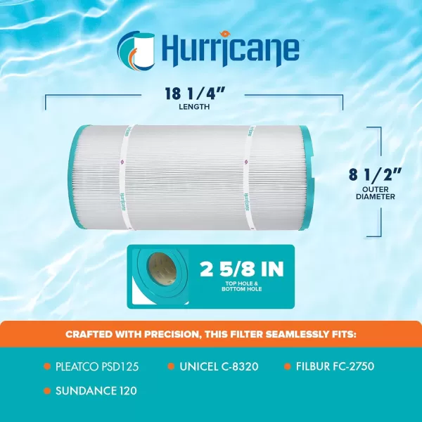 Hurricane Filters HF8320-01 Advanced Spa Filter Cartridge - Replacement for Pleatco PSD125, Unicel C-8320, Filbur FC-2750