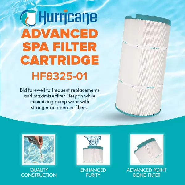 Hurricane Filters HF8325-01 Advanced Spa Filter Cartridge - Replacement for Pleatco PSD125U, Unicel C-8325, Filbur FC-2790