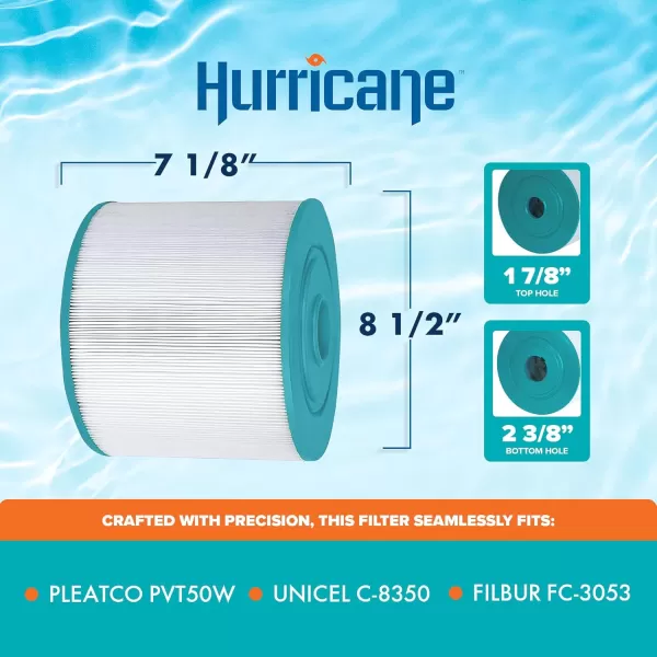 Hurricane Filters HF8350-01 Advanced Spa Filter Cartridge - Replacement for Pleatco PVT50W, Unicel C-8350, Filbur FC-3053, Vita Spa
