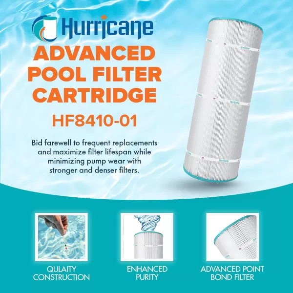 Hurricane Filters HF8410-01 Advanced Pool Filter Cartridge - Replacement for Pleatco PJANCS100, Unicel C-8410, Filbur FC-0821, Jandy Industries CS 100