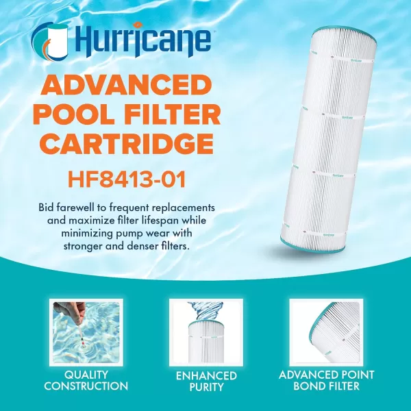 Hurricane Filters HF8413-01 Advanced Pool Filter Cartridge - Replacement for Pleatco PWWPC125B, Unicel C-8413, Filbur FC-2575, Waterway Proclear 125, Sta Rite Posi Clear PXC-125