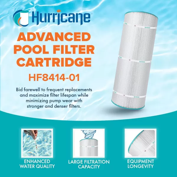 Hurricane Filters HF8414-01 Advanced Pool Filter Cartridge - Replacement for Pleatco PWWCT150, Unicel C-8414, Filbur FC-1287, Waterway Clearwater II 150, Pro-Clean 150, Hayward X-Stream CC1500
